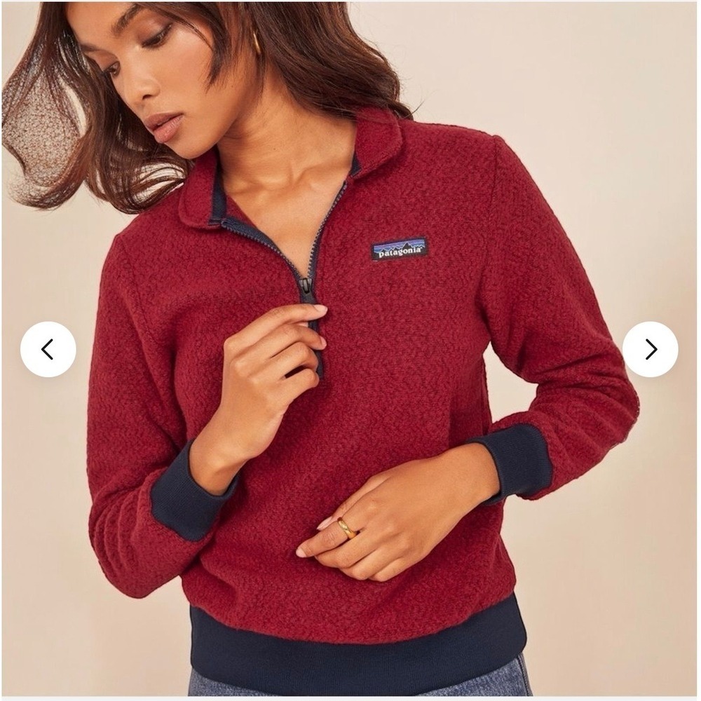 Patagonia Women's‎ Woolyester Fleece Pullover ¼ Zip Size S Red Outdoor Gorpcore